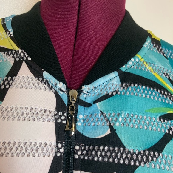 NWOT Alfred Dunner Zip-Up BlueWhite Tropical print Casual bomber Jacket … - Picture 6 of 14